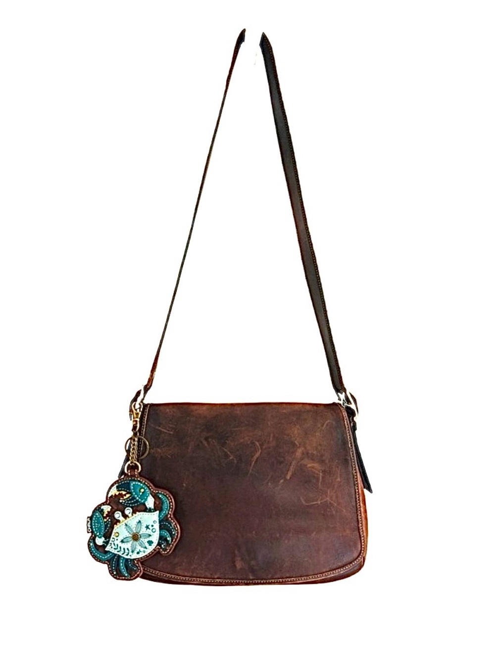 COACH ~ Leather Flap Crossbody Bag Monogrammed Interior Brass Hardware circa ‘02 - Picture 8 of 11